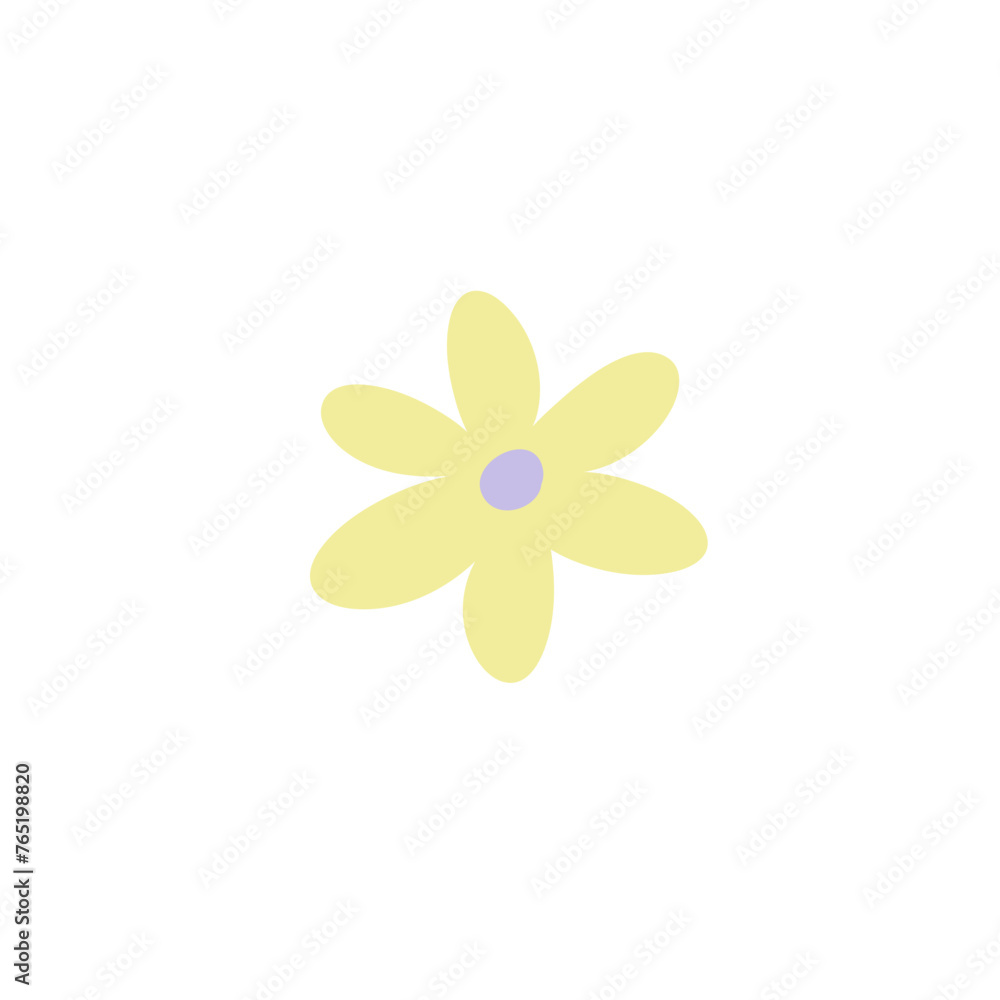 Trendy Floral Icons, Colorful Pastel Color Spring Flower Doodle