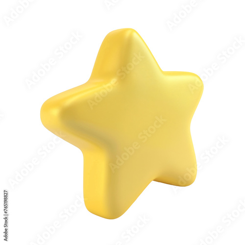 3d render yellow star isolated on transparent background , ai generative