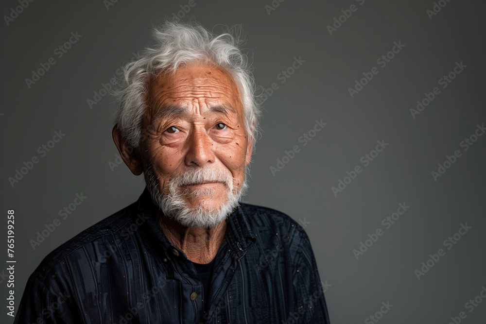 portrait of asian senior man on a dark gray background portrait of asian senior man on a dark gray background