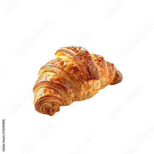 close up croissant isolated on transparent background. ai generative