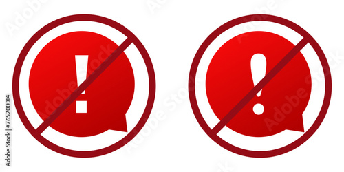 exclamation ban prohibit icon. Not allowed exclamation mark . Forbidden sign