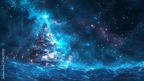 a stormy christmas tree, cosmic photo