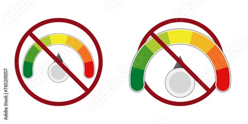 fast speed ban prohibit icon. Not allowed fast speed. Forbidden car speed meter