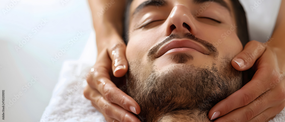 man in a spa relaxing, taking care of his face and having peace of mind. man in a spa relaxing, taking care of his face and having peace of mind.