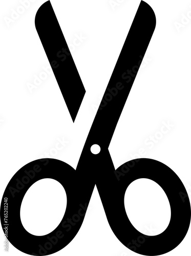 фотографія Black scissor icon flat style
