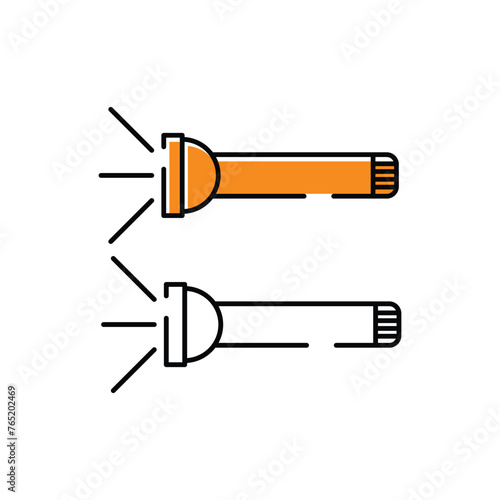flashlight illustration. white background. camping vector icon.