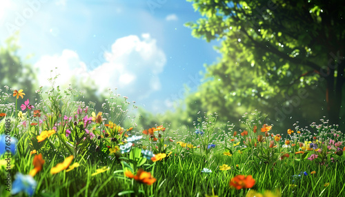 beautiful sunny meadow with flowers illustration