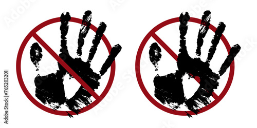 crossed hand silhouette ban prohibit icon. Not allowed hand symbol. Forbidden stop hand