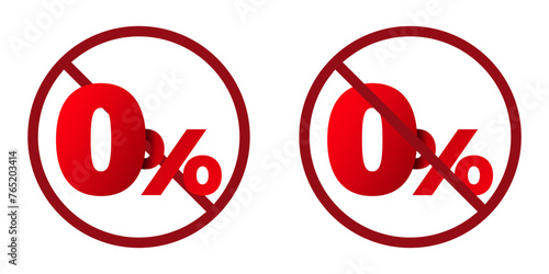 zero percent ban prohibit icon. Not allowed discount. Forbidden sale