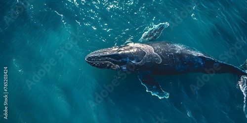 Challenges Faced by North Atlantic Right Whales  Entanglements  Ship Strikes  and Climate Change Affecting Prey Distribution and Ocean Conditions. Concept Marine Mammals  Conservation  Ocean Threats