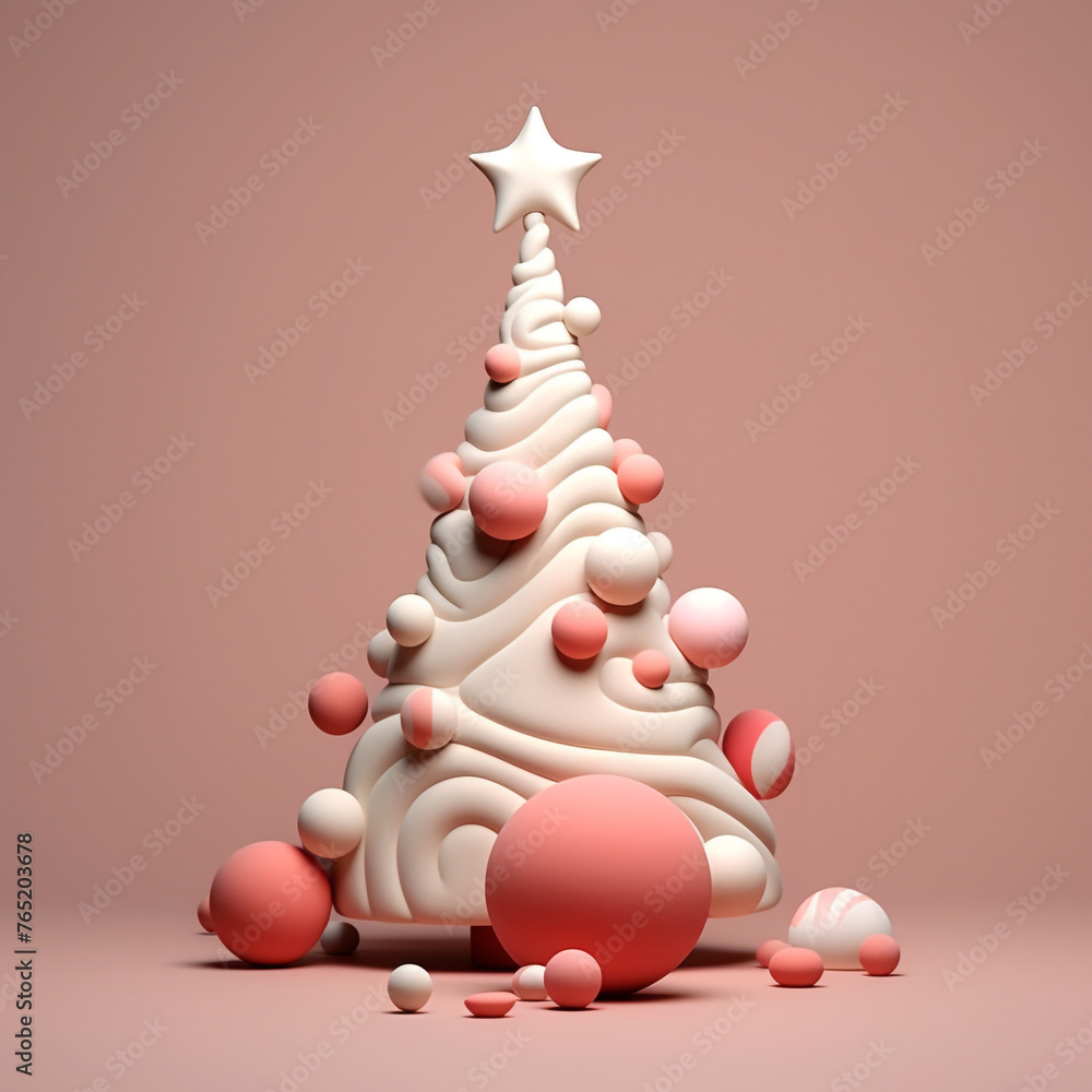 A Lovely Christmas Tree, 3D Illustration Icons сreated with Generative Ai A Lovely Christmas Tree, 3D Illustration Icons сreated with Generative Ai