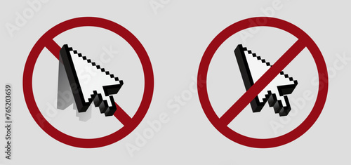 no click scam website ban prohibit icon. Not allowed click unknown link. Forbidden fraud click