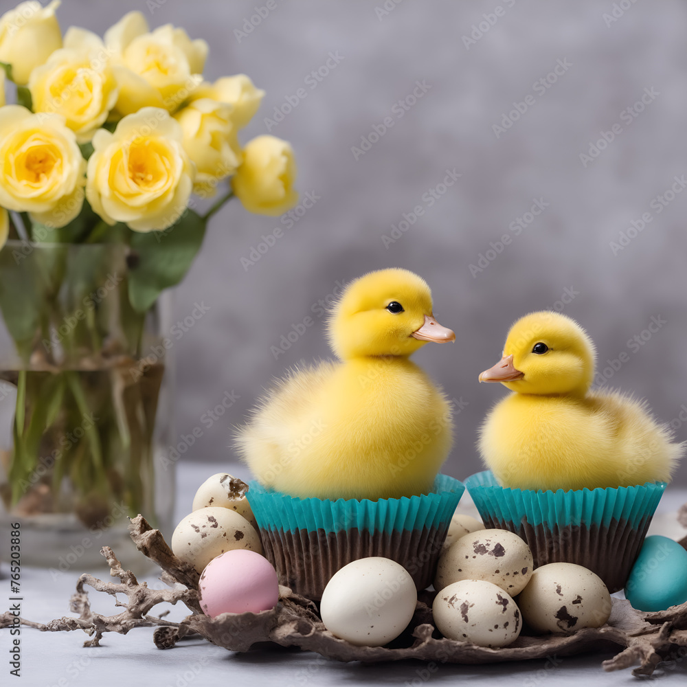 Easter little ducklings