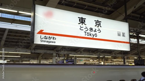 Tokyo Station Sign Close-up at Platform