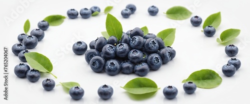 Fresh blueberries with bluberry leaves