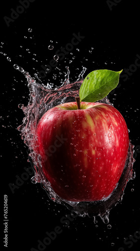 apple splash on black background