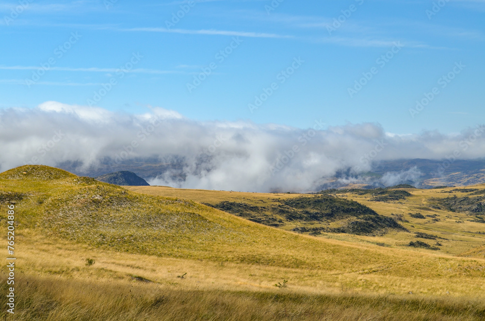 Sunlight at dusk in the mountains of the Serra do Cipó region in Minas Gerais, Brazil