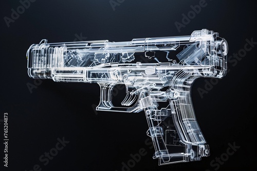 a transparent gun with a black background