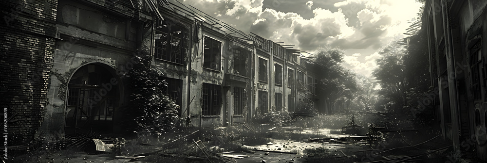 JL Whitford's Monochromatic Depiction of Faded Industrial Grandeur and Decaying Architecture