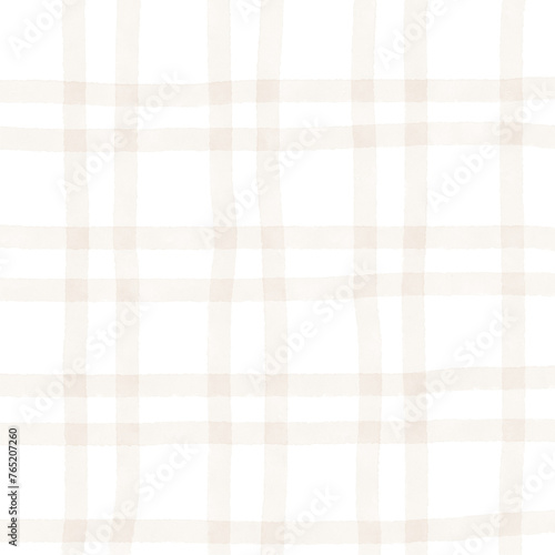 Brown Beige Gingham Check Hand Drawn Background Overlay