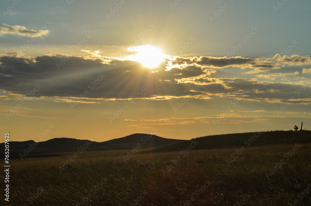 Sunlight at dusk in the mountains of the Serra do Cipó region in Minas Gerais, Brazil