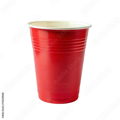 Disposable red paper cup. isolated on transparent background.