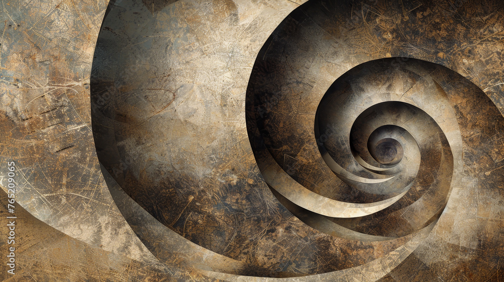 Grungy spiral textures creating a feeling of movement.