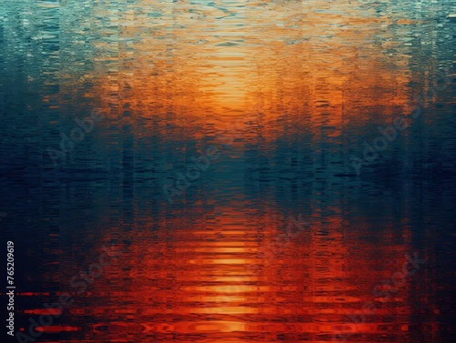Red and orange abstract reflection dj background, in the style of pointillist seascapes