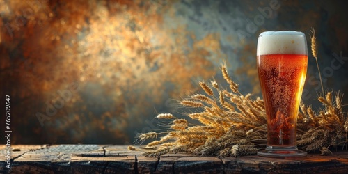 Frothy fresh beer glass wit...
