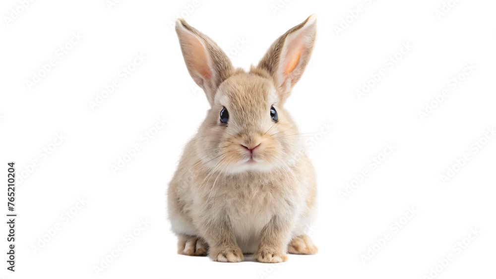Fototapeta premium Fluffy white rabbit on white background