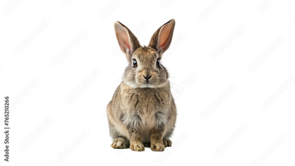 Obraz premium Fluffy white rabbit on white background