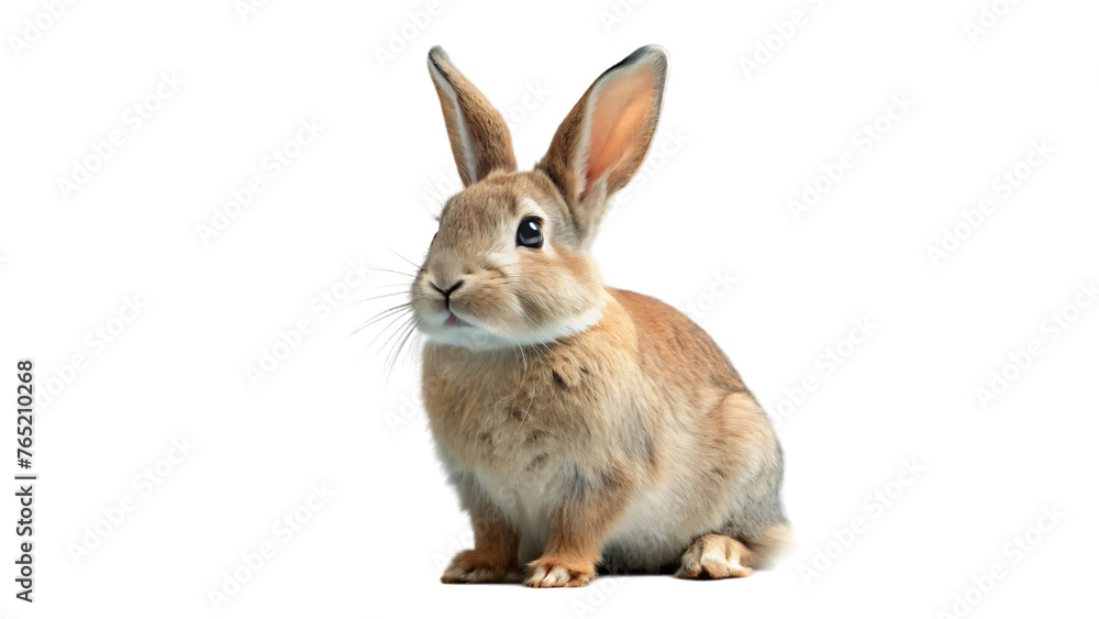 Obraz premium A fluffy white rabbit on a white background