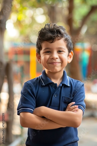 Young Boy in White Shirt and Tan Pants