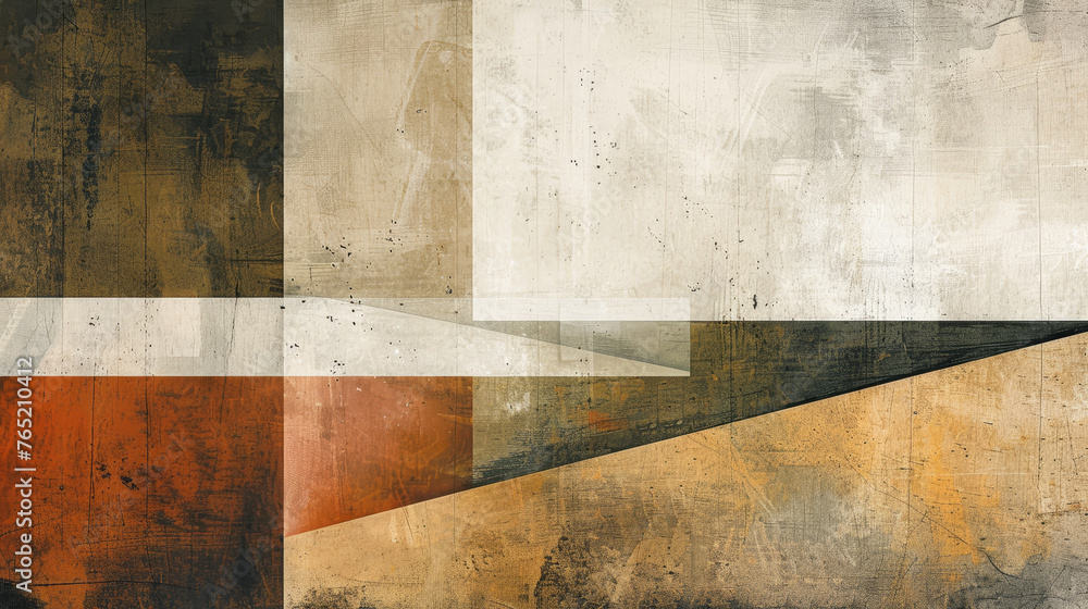  Rustic abstract pattern with a mix of weathered geometric shapes.