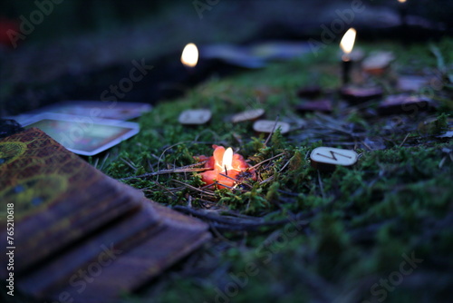 runes candle magic ritual cards Toro amulet amulet