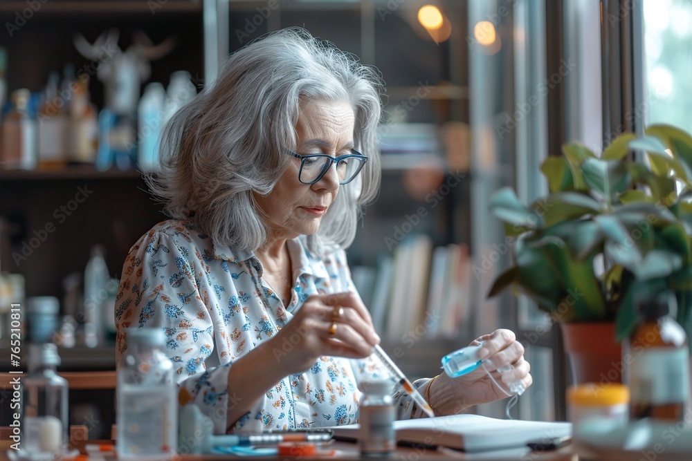 Woman Checking Cell Phone at Table Woman Checking Cell Phone at Table