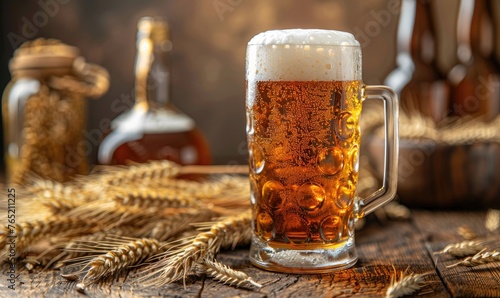 Frothy fresh beer glass wit...