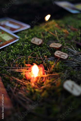 runes candle magic ritual cards Toro amulet amulet