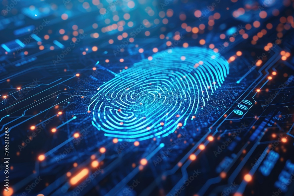 Digital identity biometric authentication and cyber security in futuristic technology.