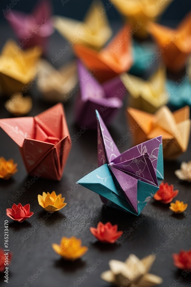 Postcard for World Origami Day, November 11. Concept 