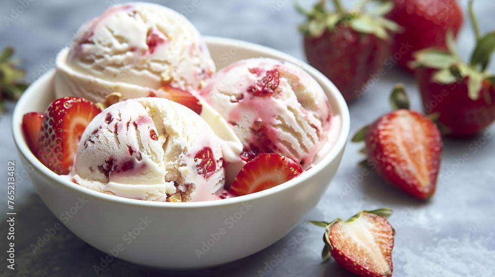 ice cream with strawberry ice cream with strawberry