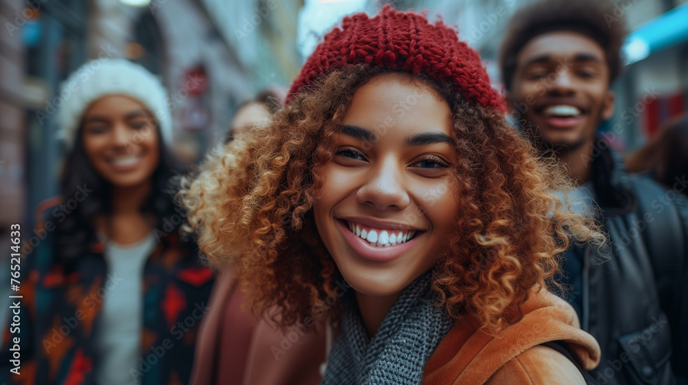 Joyful Multi-Ethnic Young Friends in the City Joyful Multi-Ethnic Young Friends in the City