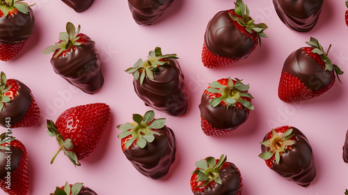 Chocolate on strawberry seamless pattern