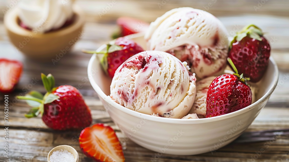 ice cream with strawberries ice cream with strawberries