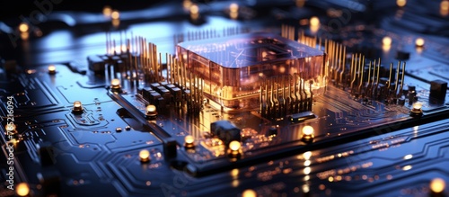 Close-up of electronic circuit board. Technology concept.