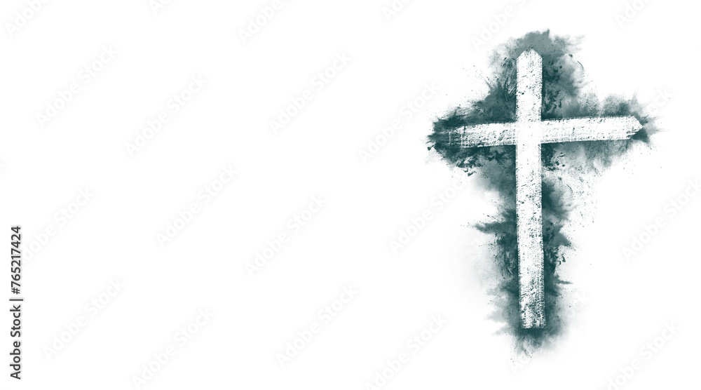Religion concept. The cross is painted in watercolor.