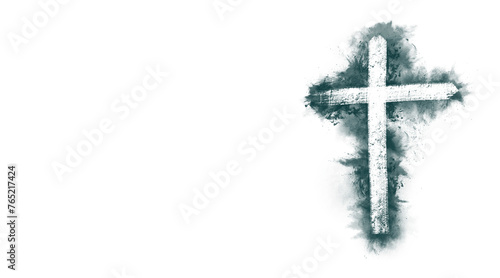 Religion concept. The cross is painted in watercolor.