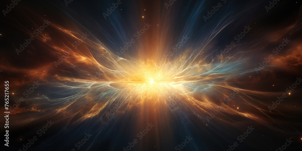 Cosmic explosion illuminates space with dynamic energy and radiant light streams. Cosmic explosion illuminates space with dynamic energy and radiant light streams.