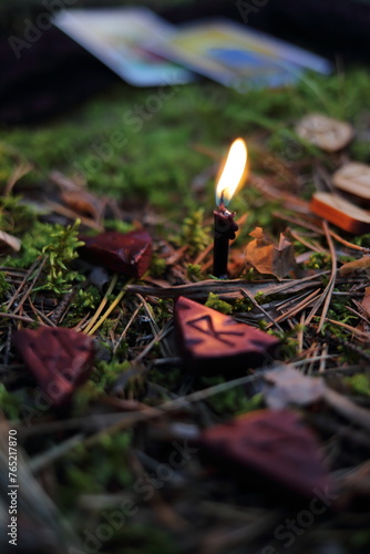 runes candle magic ritual cards Toro amulet amulet