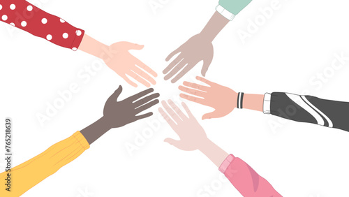 hands reach out to each other without background